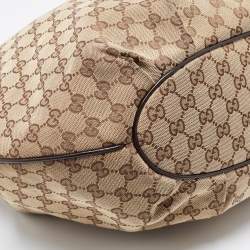 Pre Owned Gucci Beige/Brown GG Canvas and Leather Medium Pelham Hobo 