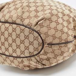 Pre Owned Gucci Beige/Brown GG Canvas and Leather Medium Pelham Hobo 