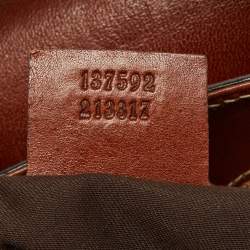 Pre Owned Gucci Brown/Beige GG Canvas and Leather Horsebit Flap Hobo