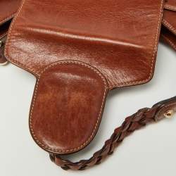 Pre Owned Gucci Brown/Beige GG Canvas and Leather Horsebit Flap Hobo