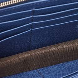 Pre Owned Gucci Blue Leather Interlocking G Dollar Chain Wallet