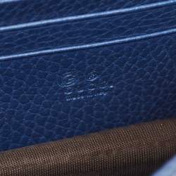 Pre Owned Gucci Blue Leather Interlocking G Dollar Chain Wallet