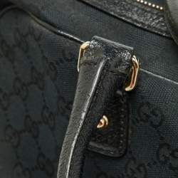 مملوكة مسبقًا Gucci Black GG Canvas and Leather Heart Lock Satchel