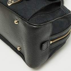 مملوكة مسبقًا Gucci Black GG Canvas and Leather Heart Lock Satchel