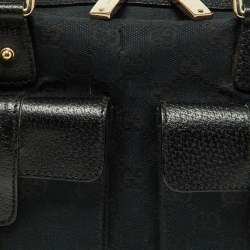 مملوكة مسبقًا Gucci Black GG Canvas and Leather Heart Lock Satchel