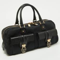 مملوكة مسبقًا Gucci Black GG Canvas and Leather Heart Lock Satchel