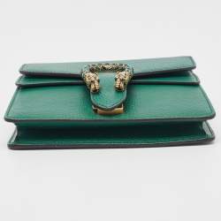 Pre Owned Gucci Green Leather Mini Dionysus Shoulder Bag