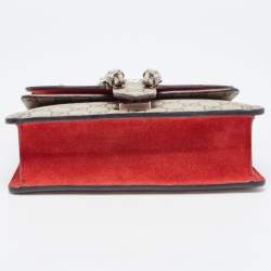 Gucci Red/Beige GG Supreme Canvas and Suede Mini Dionysus Shoulder Bag