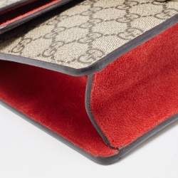 Gucci Red/Beige GG Supreme Canvas and Suede Mini Dionysus Shoulder Bag