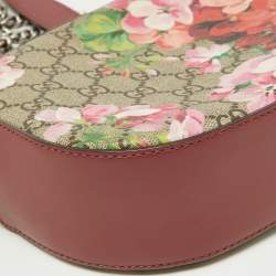 Pre Owned Gucci Multicolor Blooms Print GG Supreme Canvas and Leather Mini Chain Crossbody Bag