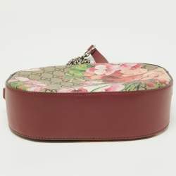 Pre Owned Gucci Multicolor Blooms Print GG Supreme Canvas and Leather Mini Chain Crossbody Bag