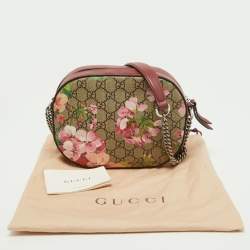 Pre Owned Gucci Multicolor Blooms Print GG Supreme Canvas and Leather Mini Chain Crossbody Bag