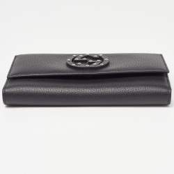 Gucci Black Leather Soho Studded Continental Wallet