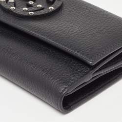 Gucci Black Leather Soho Studded Continental Wallet