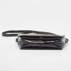 Gucci Black Crocodile Leather Interlocking GG Flap Crossbody Bag