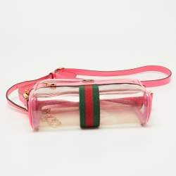 Gucci Neon Pink Leather and PVC Mini Ophidia Crossbody Bag