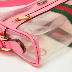 Gucci Neon Pink Leather and PVC Mini Ophidia Crossbody Bag