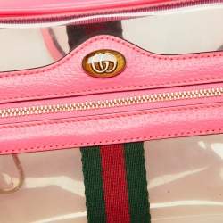 Gucci Neon Pink Leather and PVC Mini Ophidia Crossbody Bag