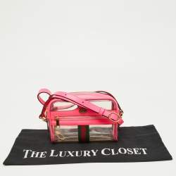 Gucci Neon Pink Leather and PVC Mini Ophidia Crossbody Bag