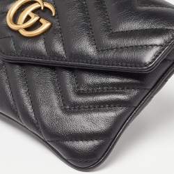 Gucci Black Matelassé Leather GG Marmont 2.0 Multi Belt Bag