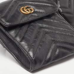 Gucci Black Matelassé Leather GG Marmont 2.0 Multi Belt Bag