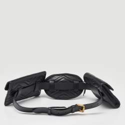 Gucci Black Matelassé Leather GG Marmont 2.0 Multi Belt Bag