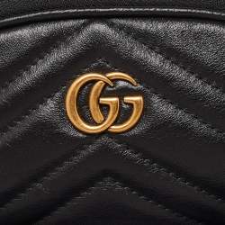 Gucci Black Matelassé Leather GG Marmont 2.0 Multi Belt Bag