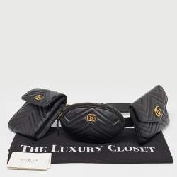 Gucci Black Matelassé Leather GG Marmont 2.0 Multi Belt Bag