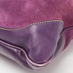 Pre Owned Gucci Purple Suede and Leather Studded Jackie O Bouvier Hobo 