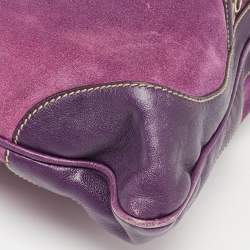 Pre Owned Gucci Purple Suede and Leather Studded Jackie O Bouvier Hobo 
