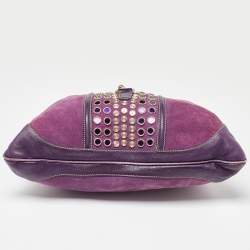 Pre Owned Gucci Purple Suede and Leather Studded Jackie O Bouvier Hobo 