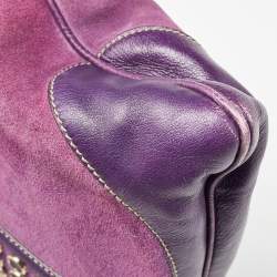 Pre Owned Gucci Purple Suede and Leather Studded Jackie O Bouvier Hobo 