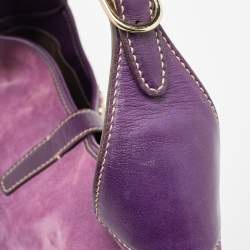 Pre Owned Gucci Purple Suede and Leather Studded Jackie O Bouvier Hobo 