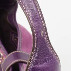 Pre Owned Gucci Purple Suede and Leather Studded Jackie O Bouvier Hobo 