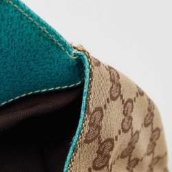 Pre Owned Gucci Beige/Turquoise GG Canvas and Leather Jackie O Hobo