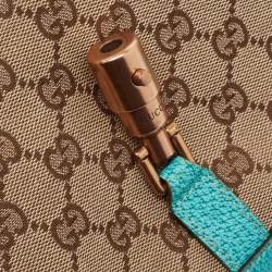 Pre Owned Gucci Beige/Turquoise GG Canvas and Leather Jackie O Hobo