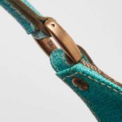 Pre Owned Gucci Beige/Turquoise GG Canvas and Leather Jackie O Hobo