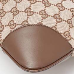 Pre Owned Gucci Brown GG Fabric and Leather Jackie O Hobo