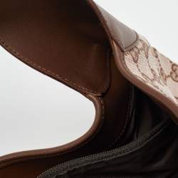 Pre Owned Gucci Brown GG Fabric and Leather Jackie O Hobo