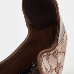 Pre Owned Gucci Brown GG Fabric and Leather Jackie O Hobo