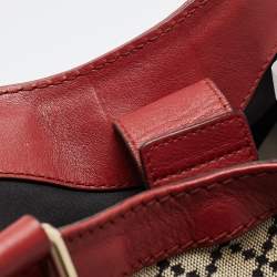 Pre Owned Gucci Burgundy/Beige Diamond Canvas and Leather Medium Sukey Tote