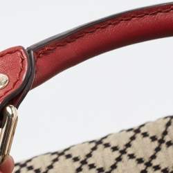 Pre Owned Gucci Burgundy/Beige Diamond Canvas and Leather Medium Sukey Tote