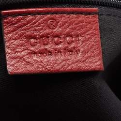 Pre Owned Gucci Burgundy/Beige Diamond Canvas and Leather Medium Sukey Tote