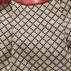 Pre Owned Gucci Burgundy/Beige Diamond Canvas and Leather Medium Sukey Tote