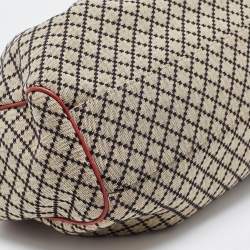 Pre Owned Gucci Burgundy/Beige Diamond Canvas and Leather Medium Sukey Tote