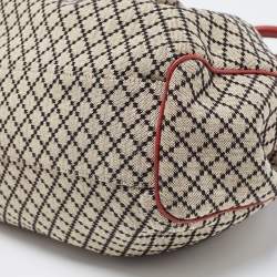 Pre Owned Gucci Burgundy/Beige Diamond Canvas and Leather Medium Sukey Tote