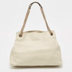 Pre Owned Gucci White Leather Medium Chain Soho Shoulder Bag