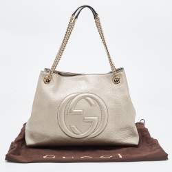 Gucci Pale Gold Leather Medium Soho Chain Tote