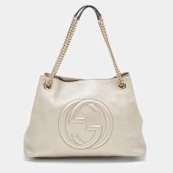 Gucci Pale Gold Leather Medium Soho Chain Tote