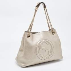 Gucci Pale Gold Leather Medium Soho Chain Tote